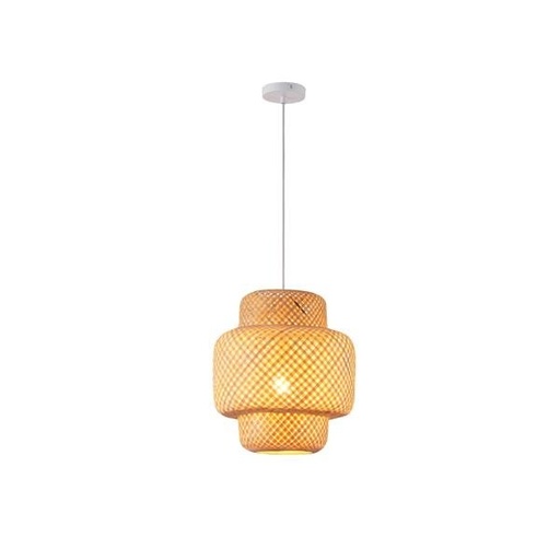[144-33086] LÁMPARA DE TECHO COLGANTE DE BAMBÚ 1xE27 MÁX. 15W Ø310x1480 mm CREMA ARTE ILLUMINA AURA