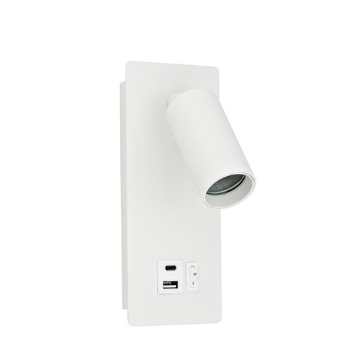 APLIQUE DE LECTURA ALUMINIO 1XGU10 MÁX.8W Ø40X80mm CON USB TIPO C ARTE ILLUMINA VON